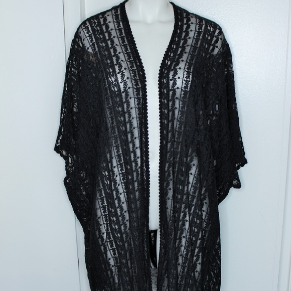 Catherines Other - Catherines Blk Crochet Lace Cover Up Kimono 2X 3X